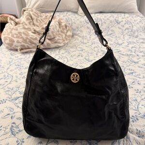 Tory Burch Dana Black Hobo Bag with Gold Accent